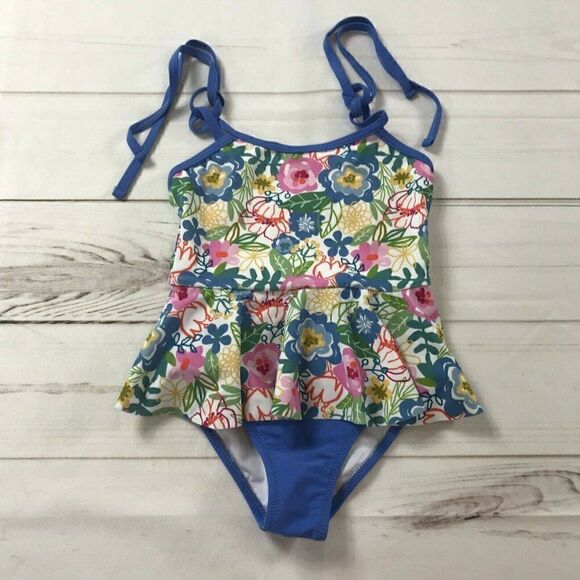 Cupshe Girls Multicolor Floral Adjustable Strap One Piece Swimsuit Size 4 - Picture 1 of 4